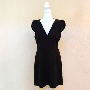 French Connection for Le Tote Little Black Deep V Neck Midi Dress Size Medium